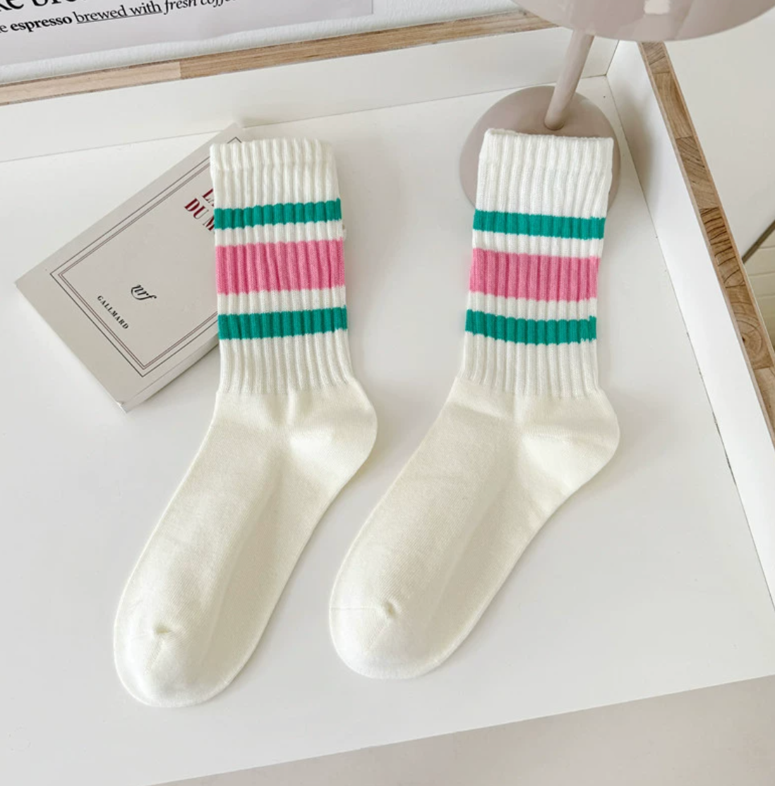 Retro Striped Ribbeed Socks - JOVI