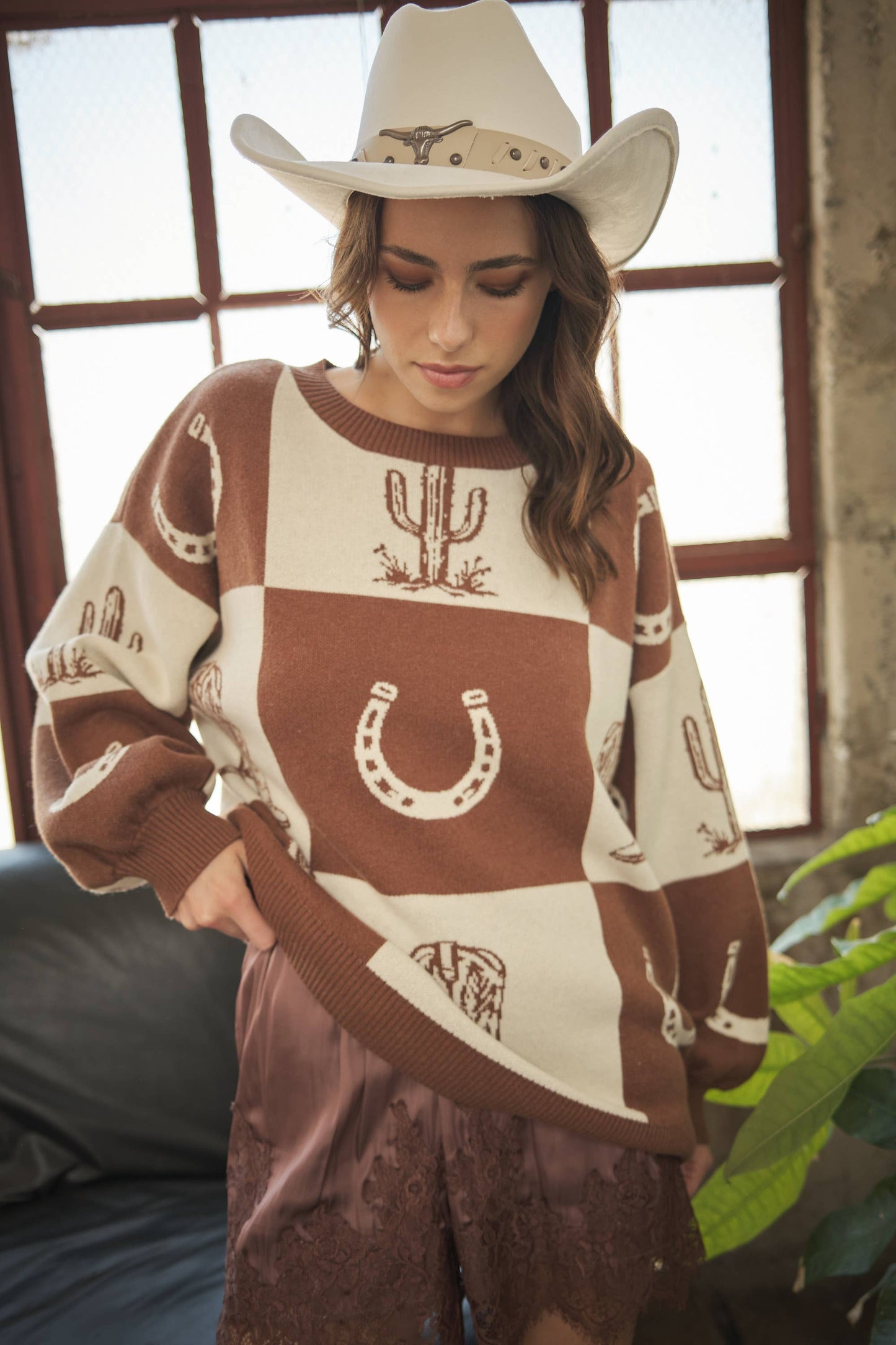 Western Graphic Oversized Sweater