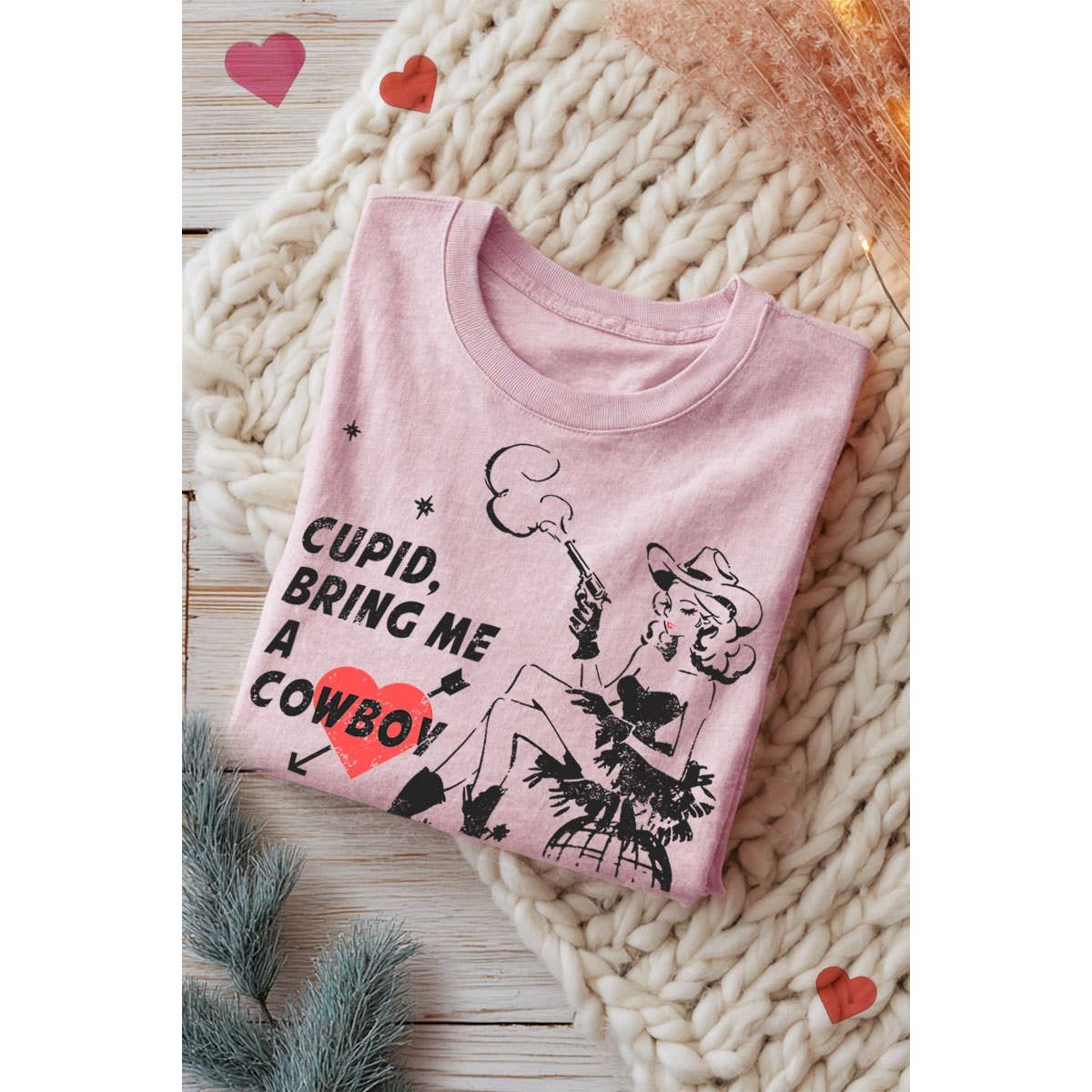 CUPID BRING ME A COWBOY MINERAL GRAPHIC TEE