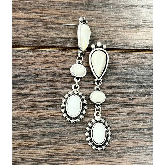 White Turquoise Post Earrings