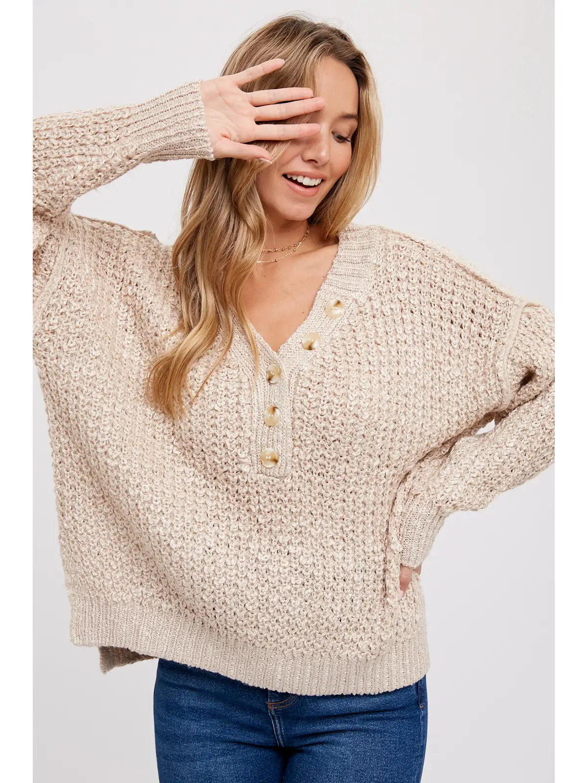 Thermal Henely Sweater Top