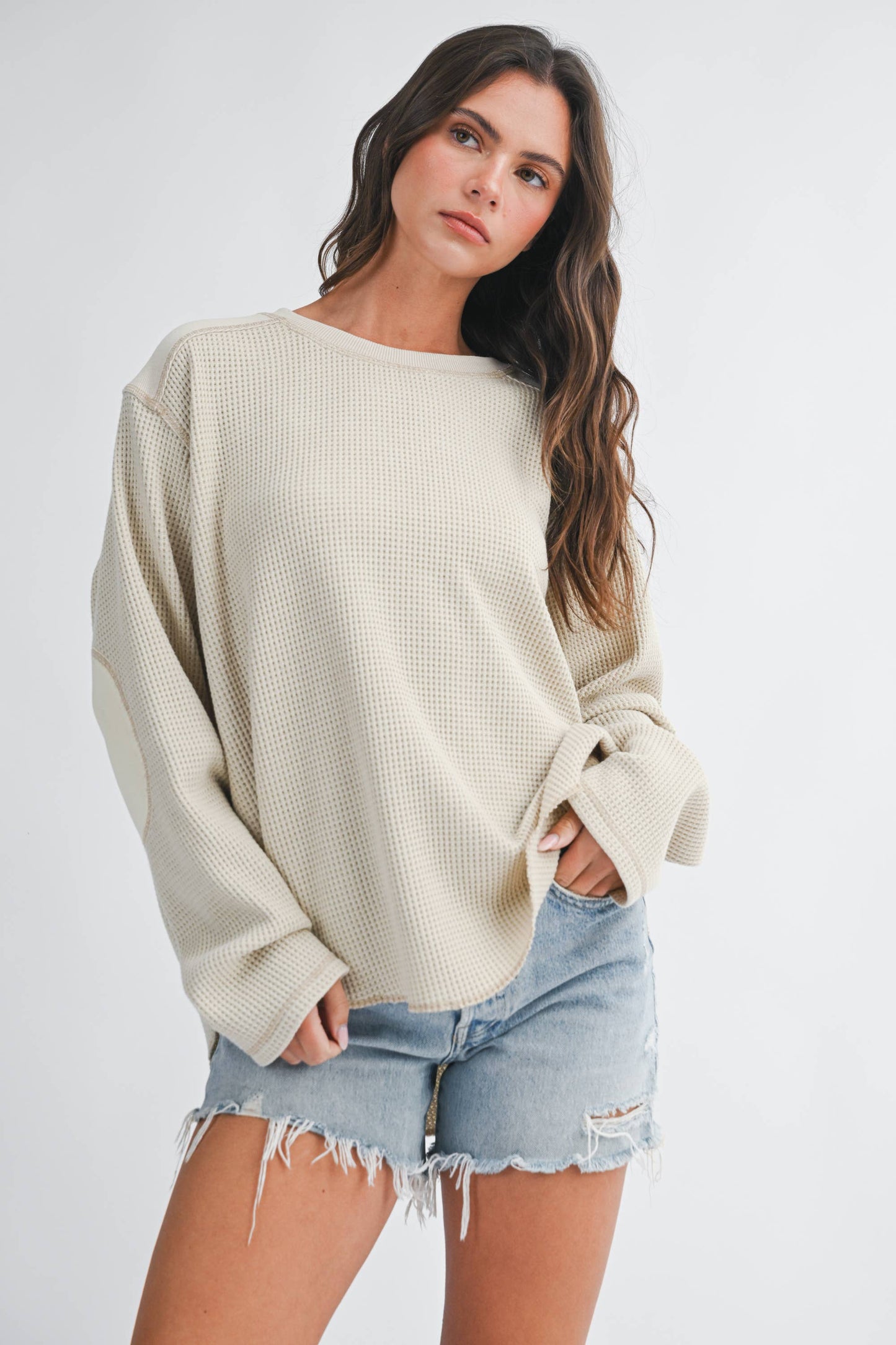 Waffle Knit Long Sleeve Top