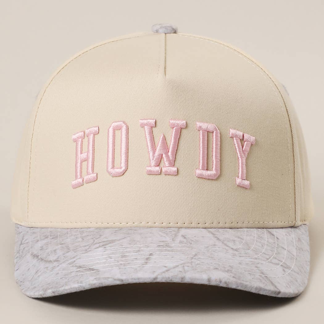 Howdy Embroidered Two-Tone White Camo Trucker Hat