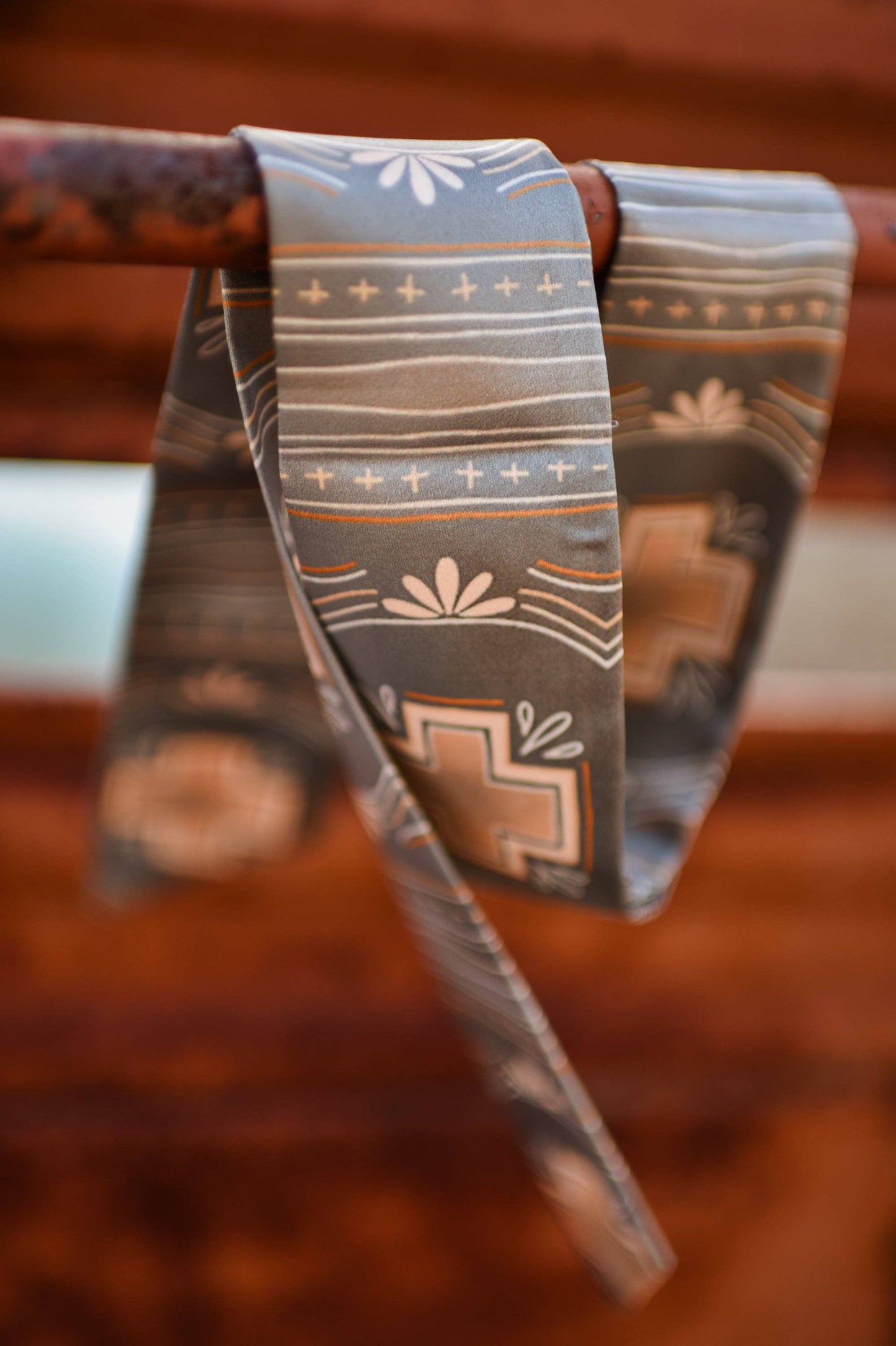 Blue Cross Geometric Western Silk Twilly Scarf