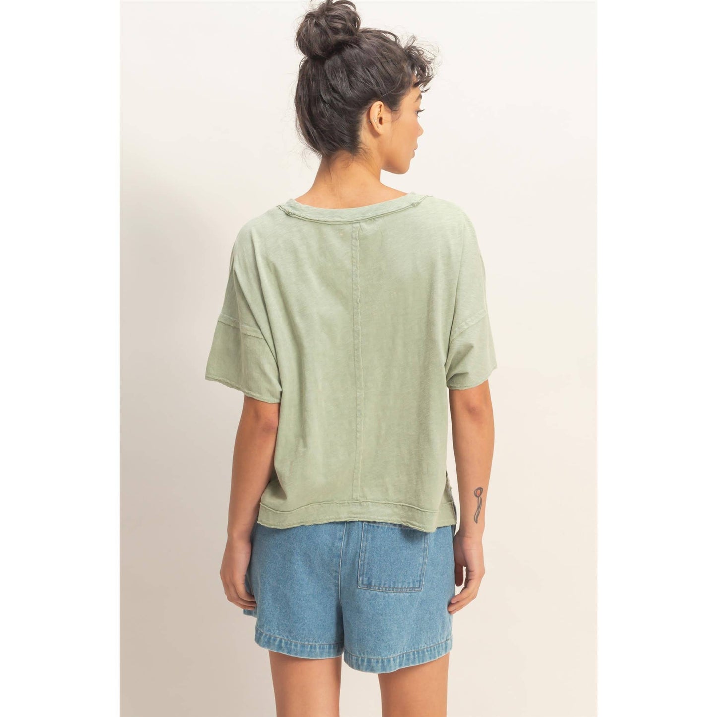 Oversized V-Neck Short Sleeve Top