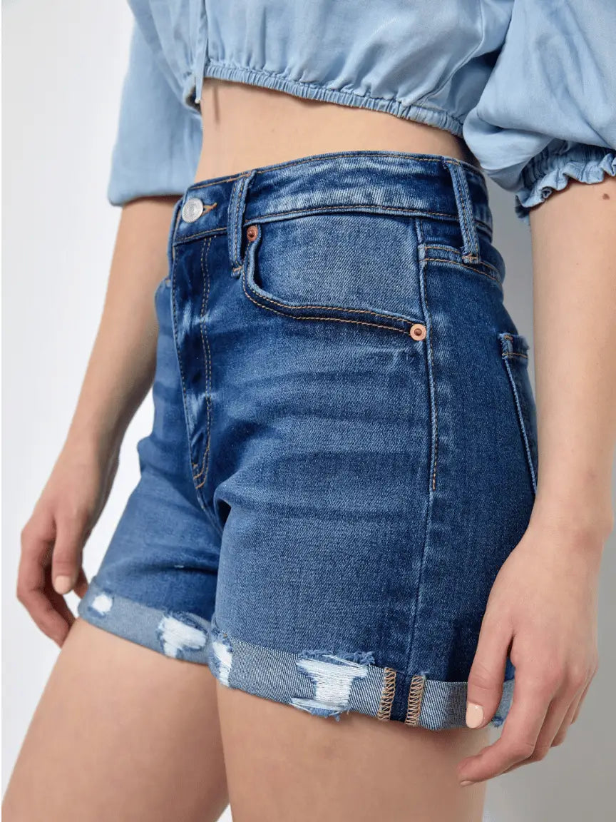 High Rise Double Cuffed Shorts