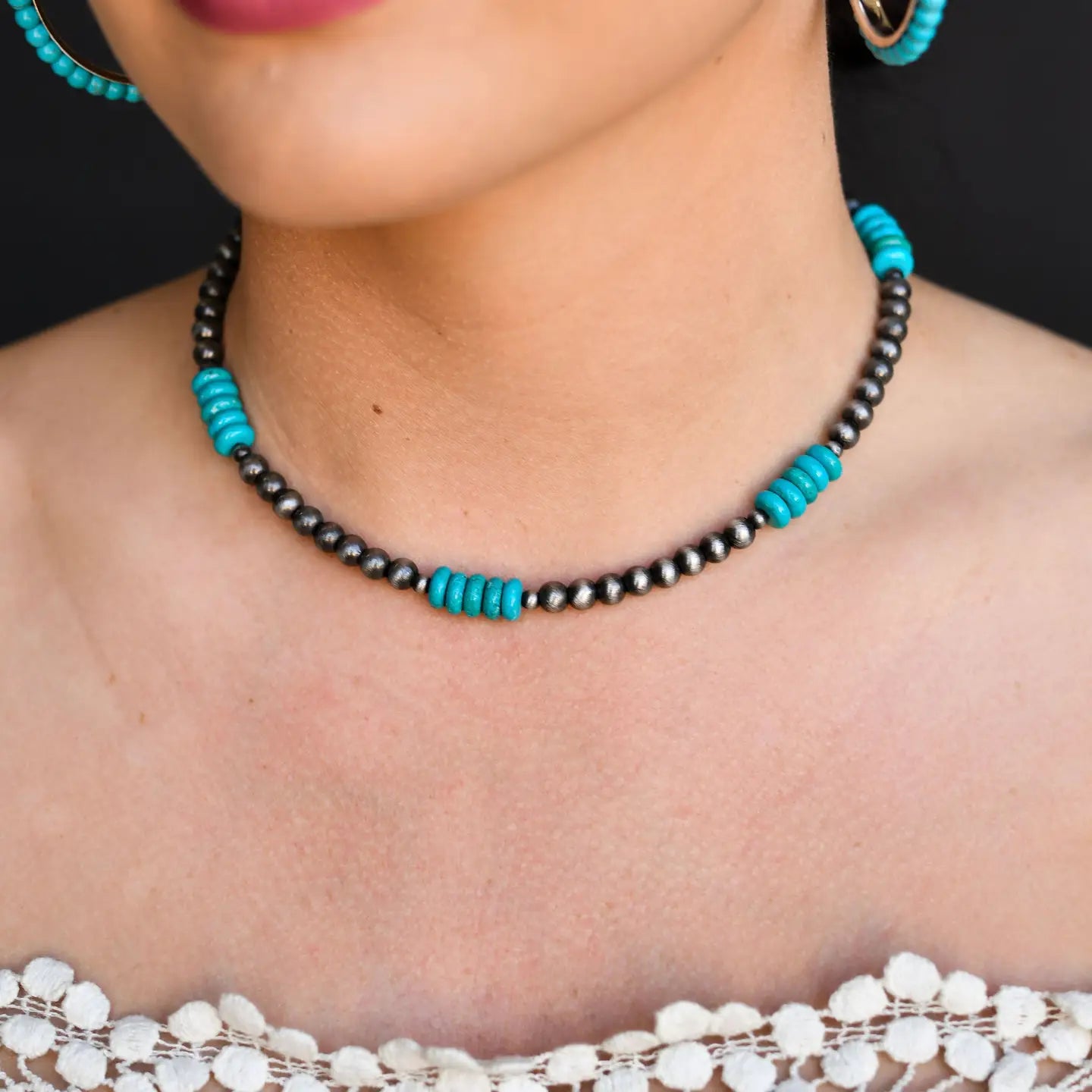 Navajo Pearl Choker w/ Turquoise