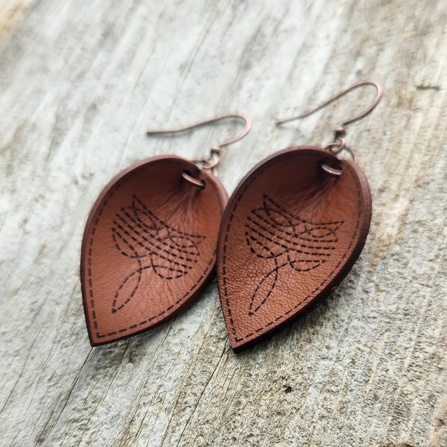 Boot Stitch Handmade Leather Earrings