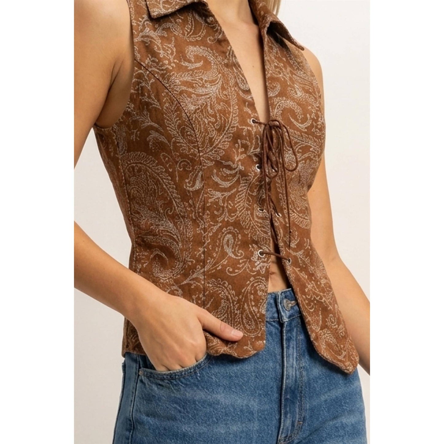 Paisley Lace-Up Vest