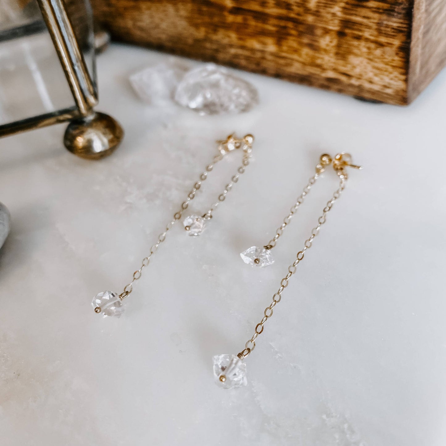 Double Take Herkimer Diamond Post Earrings