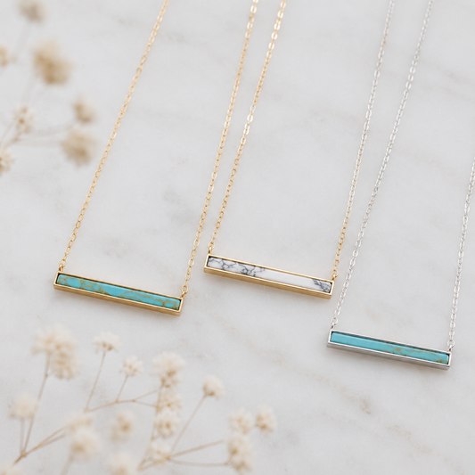Gold Turquoise Bar Necklace