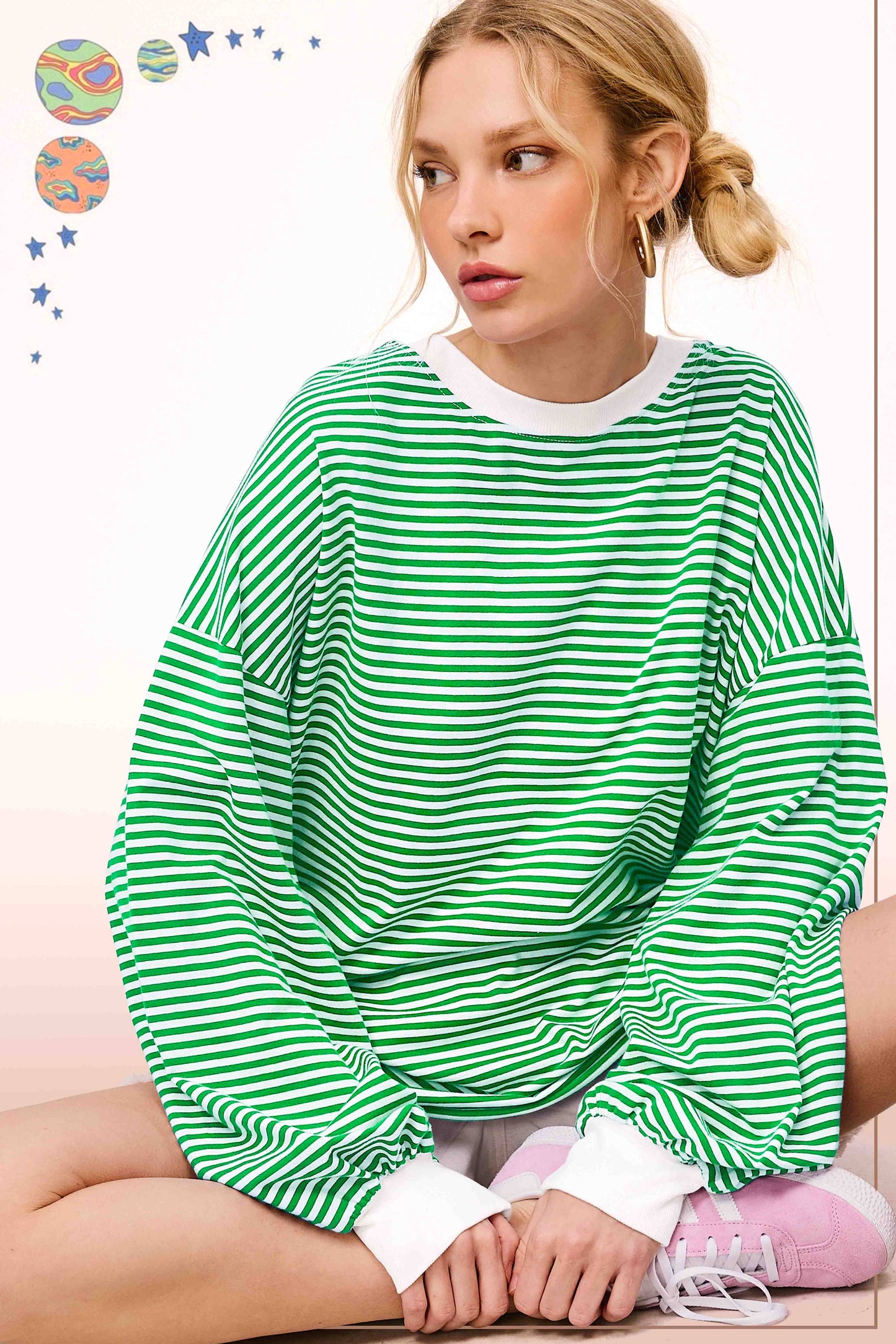 Oversized Striped Long Sleeve Pullover