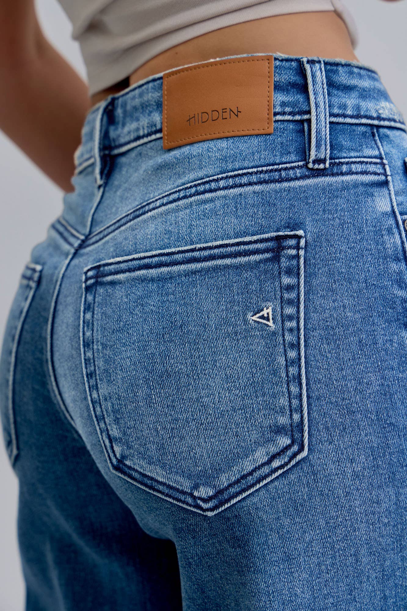 Dark Wash Mid Rise Distressed Dad Jean