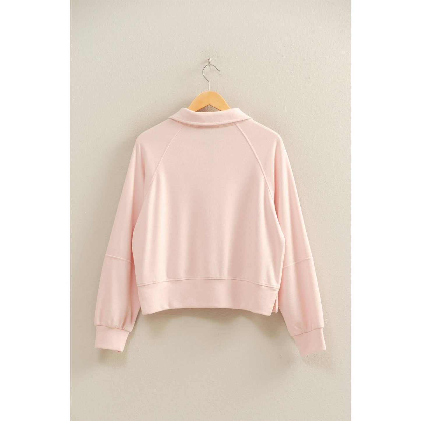Soft Ribbed Half-Zip Long Sleeve Sweatshirt
