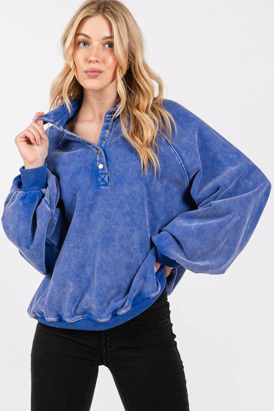 Mineral Wash Snap Sweatshirt