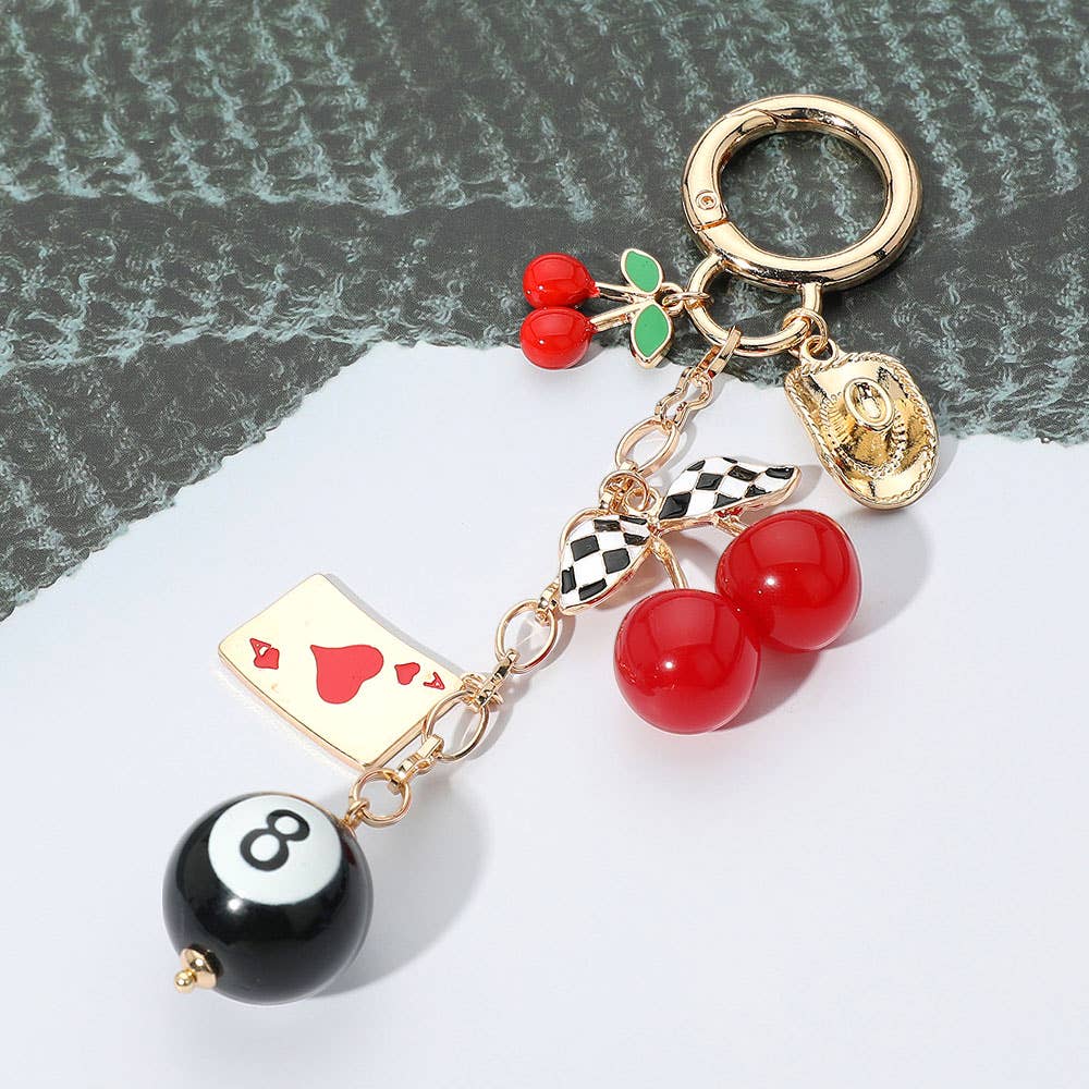 Retro Cherry 8-Ball Bag Charm