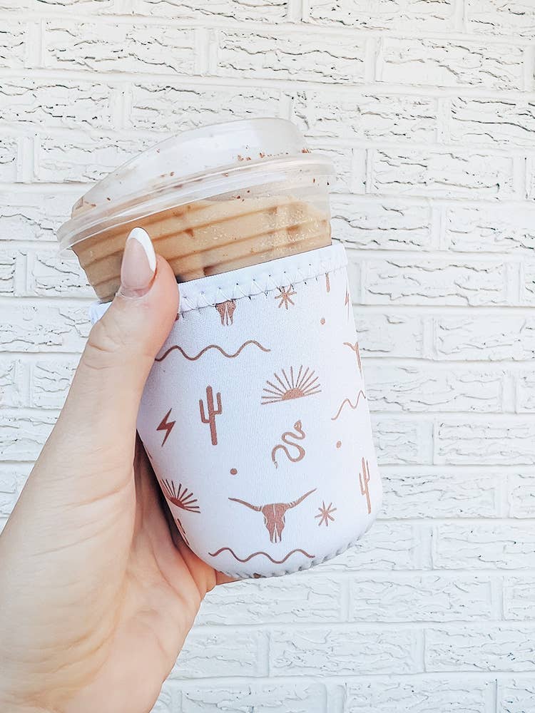 Tan Southwest Iced Coffee Sleeve/Koozie - 16oz