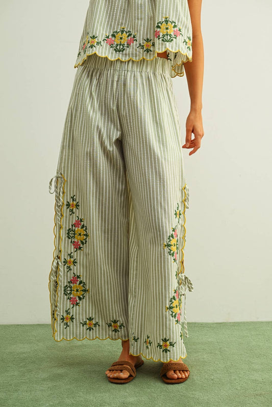 Floral Embroidered Pants