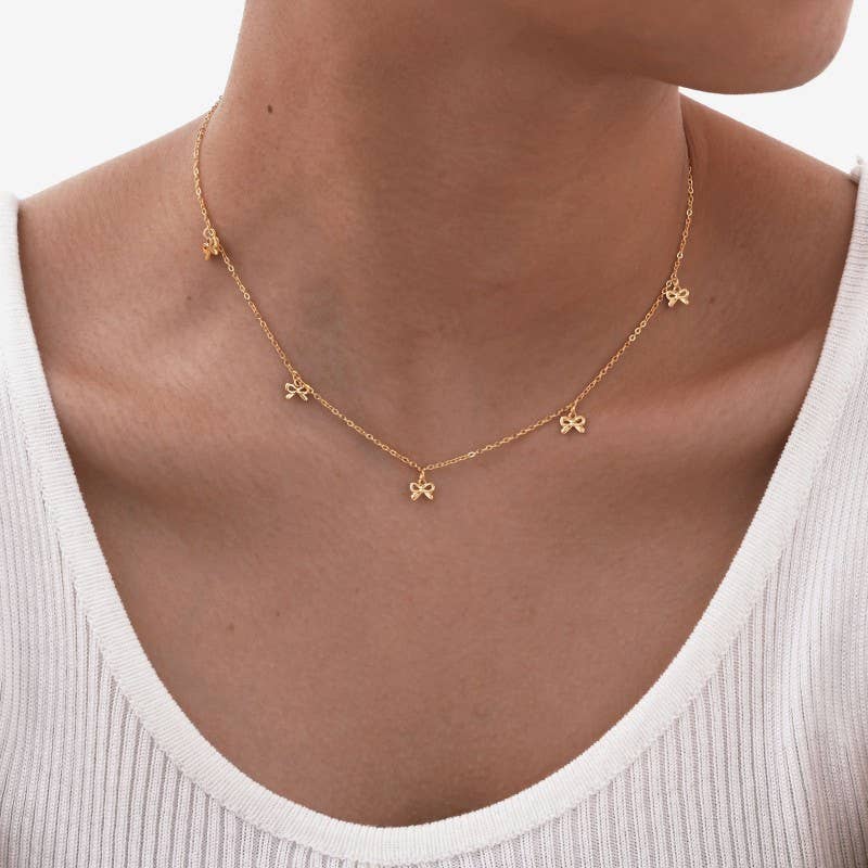 18K Dainty Bow Necklace