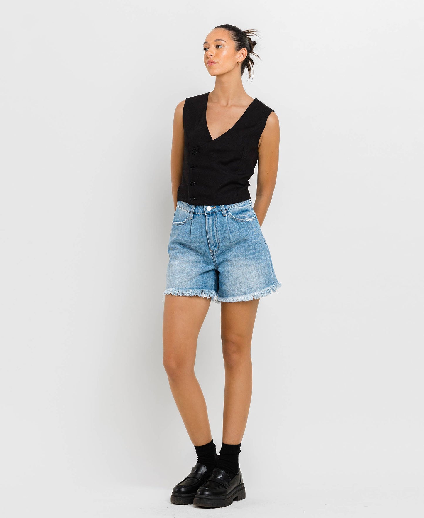 Super High Rise Pleats Shorts