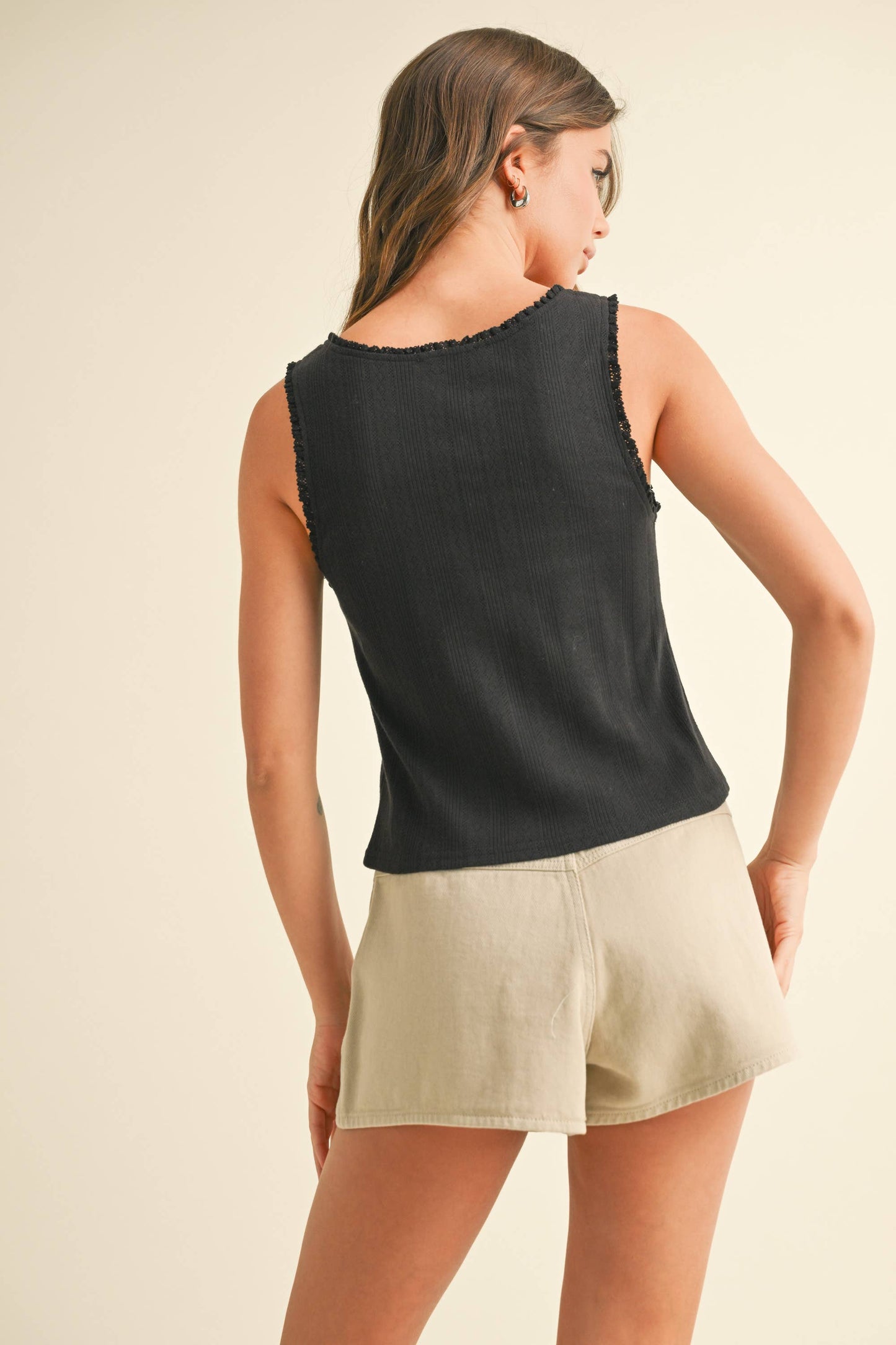 Mini Ruffle Black Tank