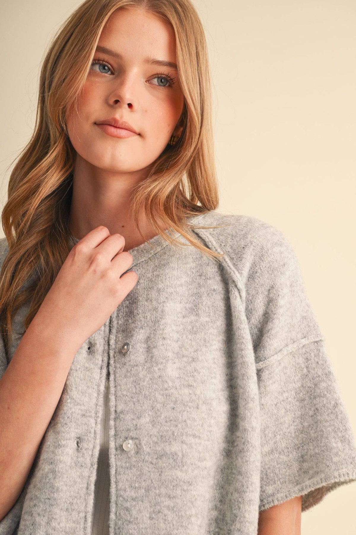 Raw Edge Short Sleeve Cardigan