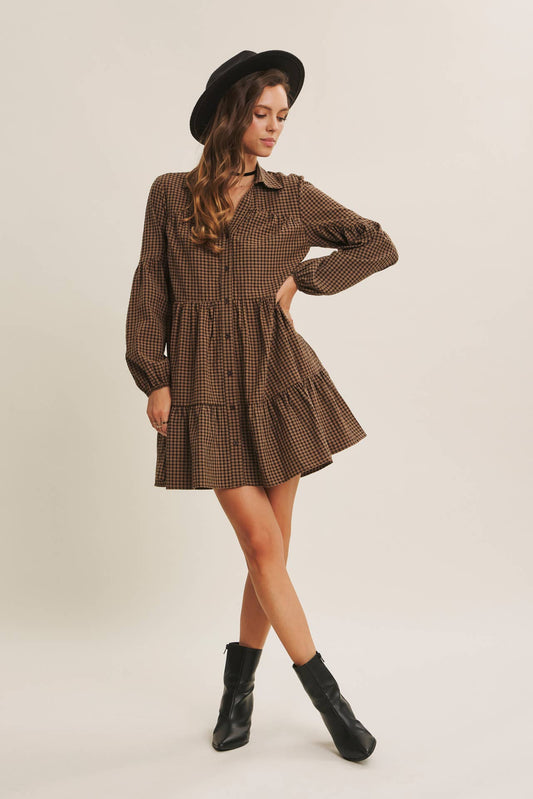 Plaid Babydoll Mini Dress