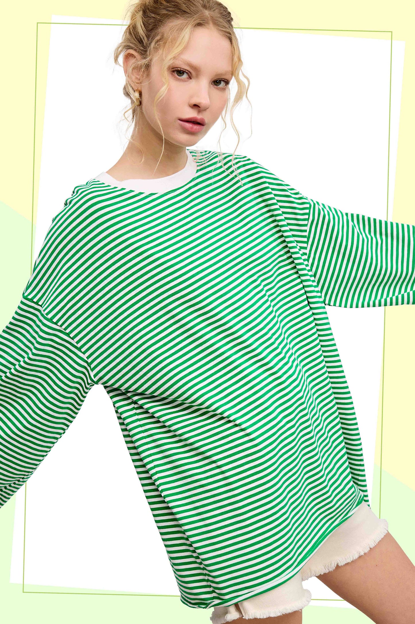 Oversized Striped Long Sleeve Pullover