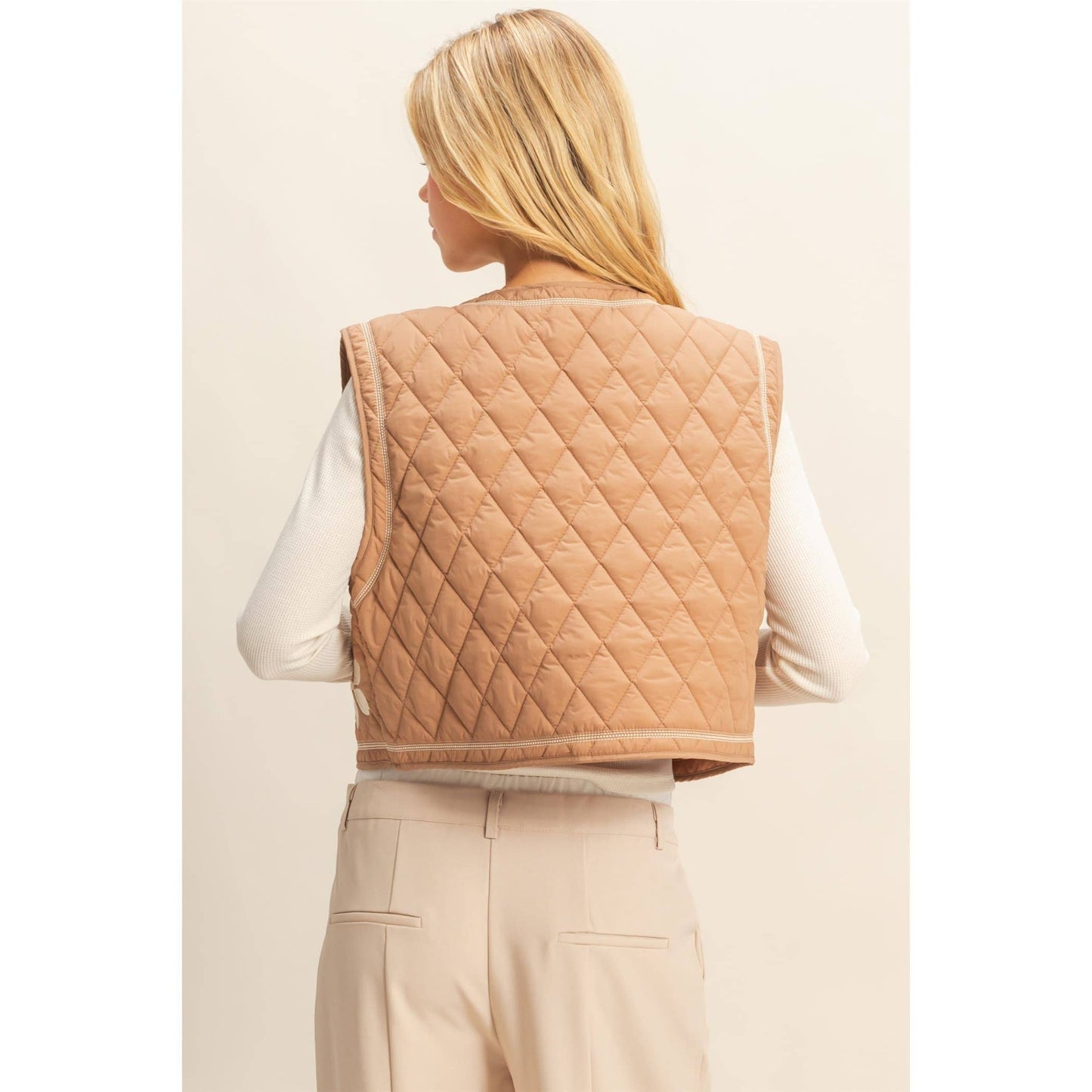 Floral Embroidered Quilted Vest