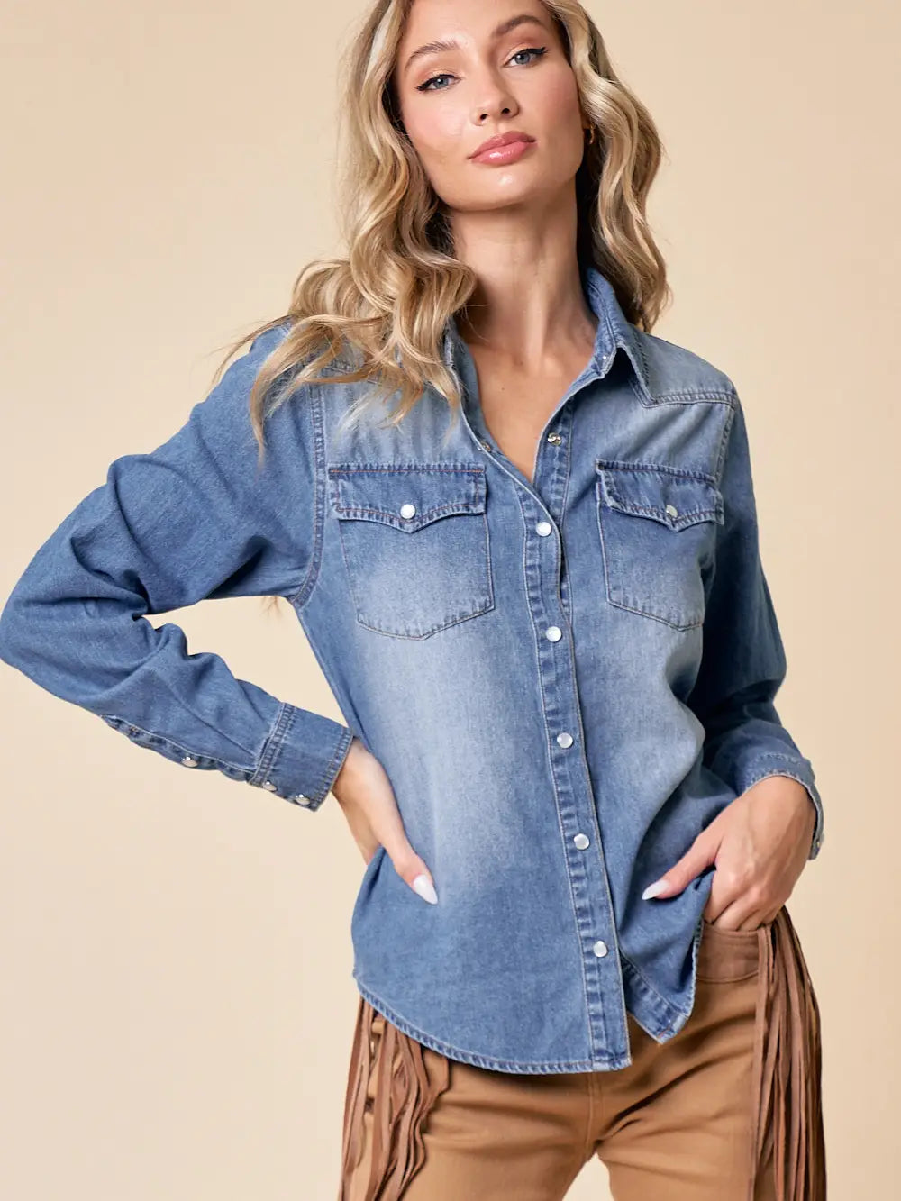 Denim Snap Button Down