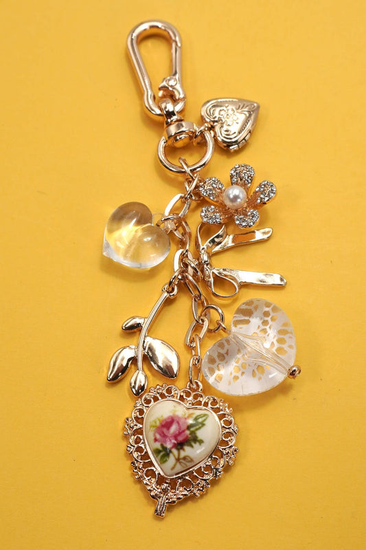 Porcelain Lace Heart Bag Charm