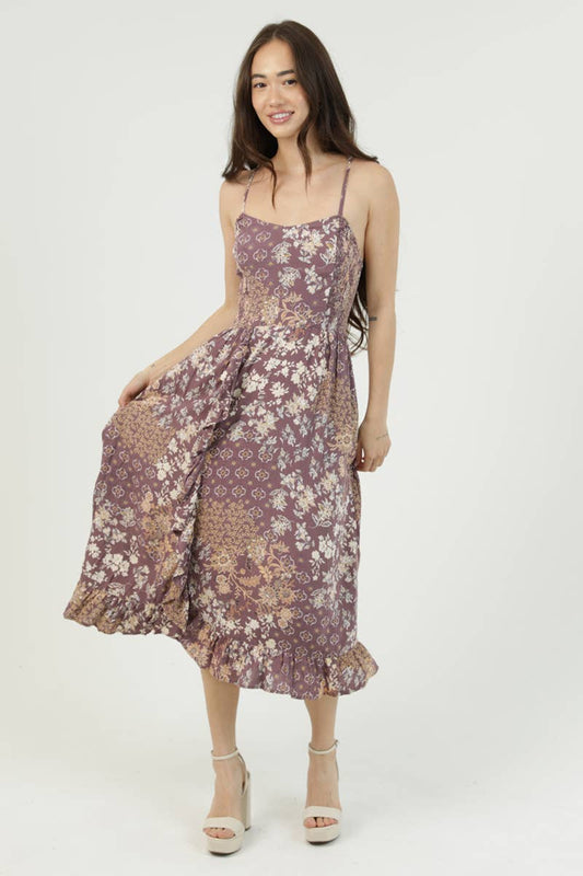 Racer Back Floral Midi Dress
