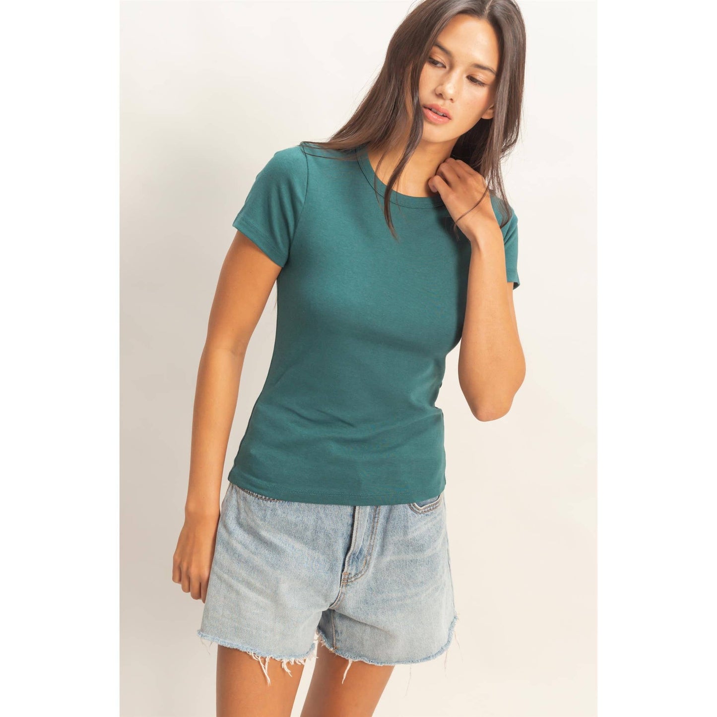 Mineral Washed Crew Neck Short Sleeve Top