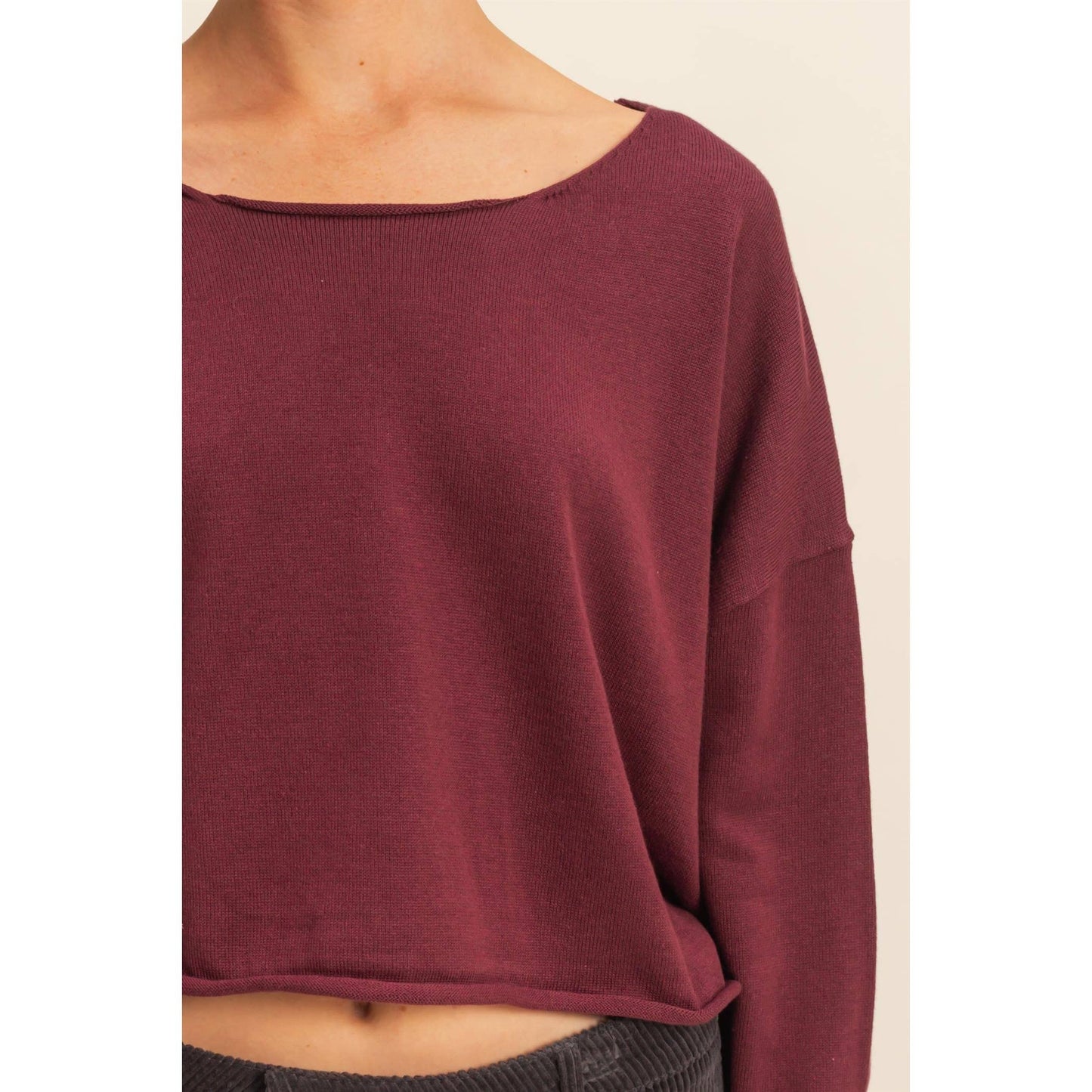 Wide Neck Drop Shoulder Sweater