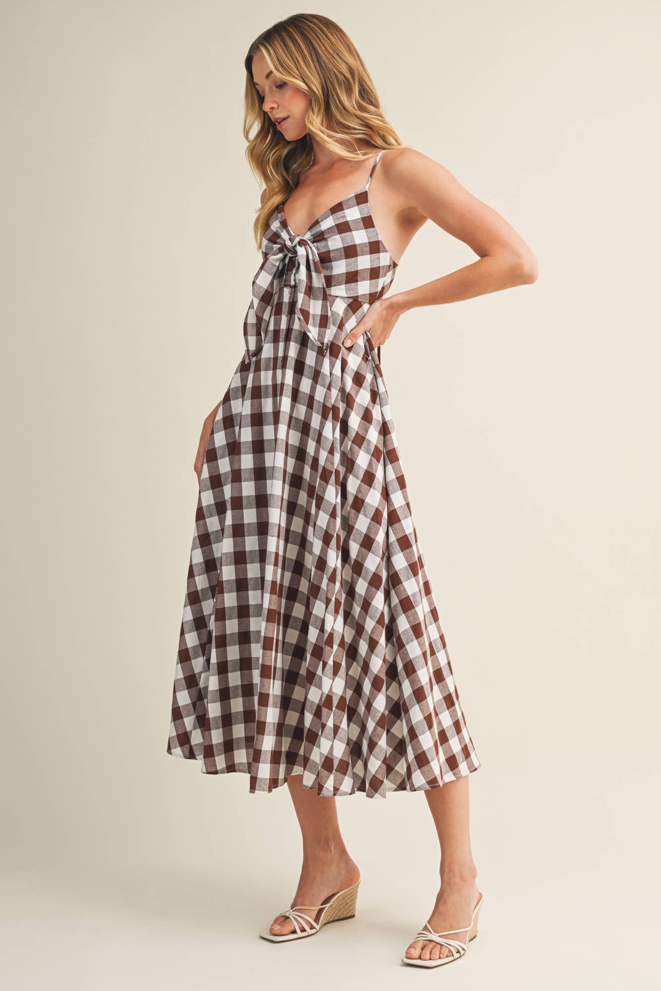 Picnic Perfect Brown Gingham Dress