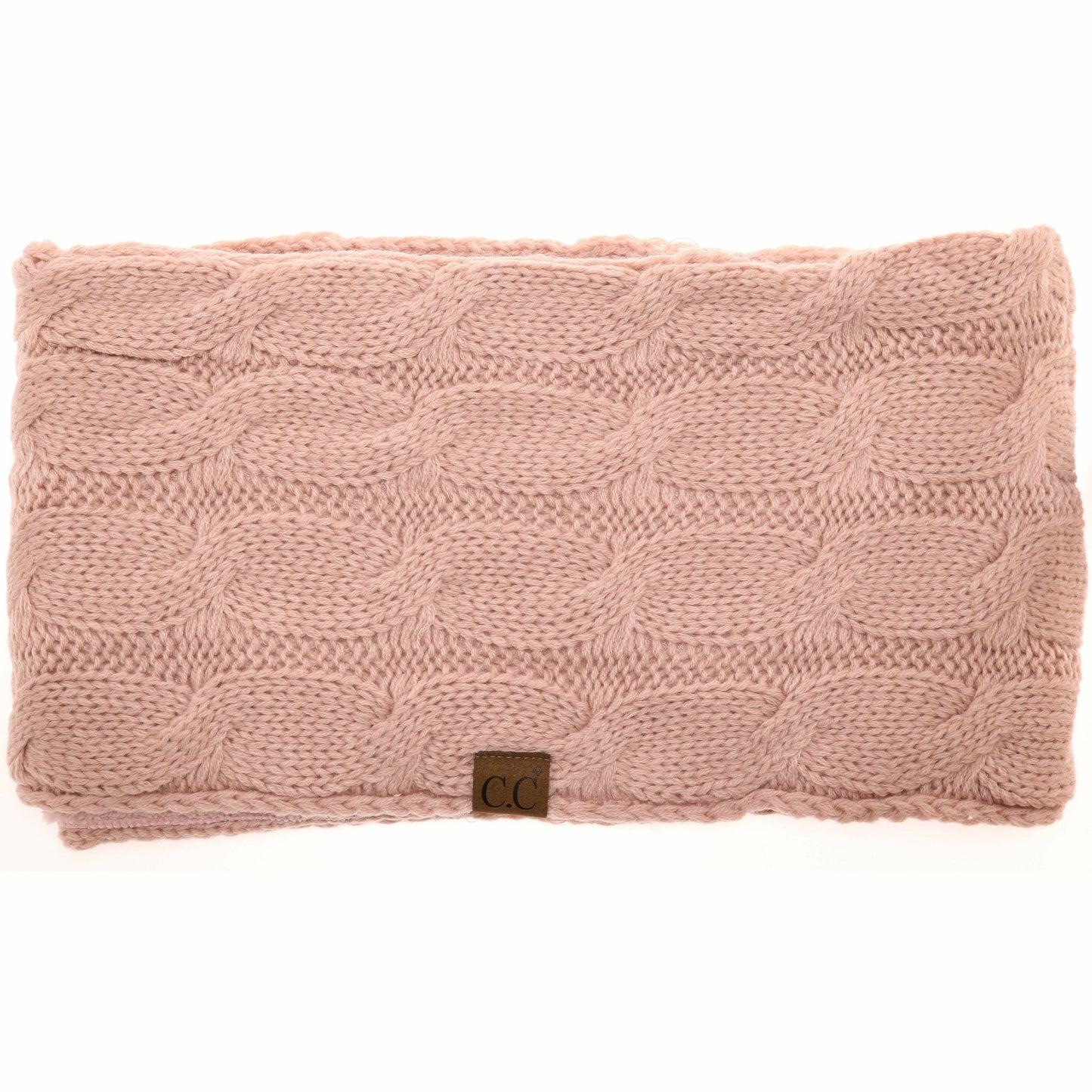 Fuzzy Lined Solid Cable Knit CC Infinity Scarf