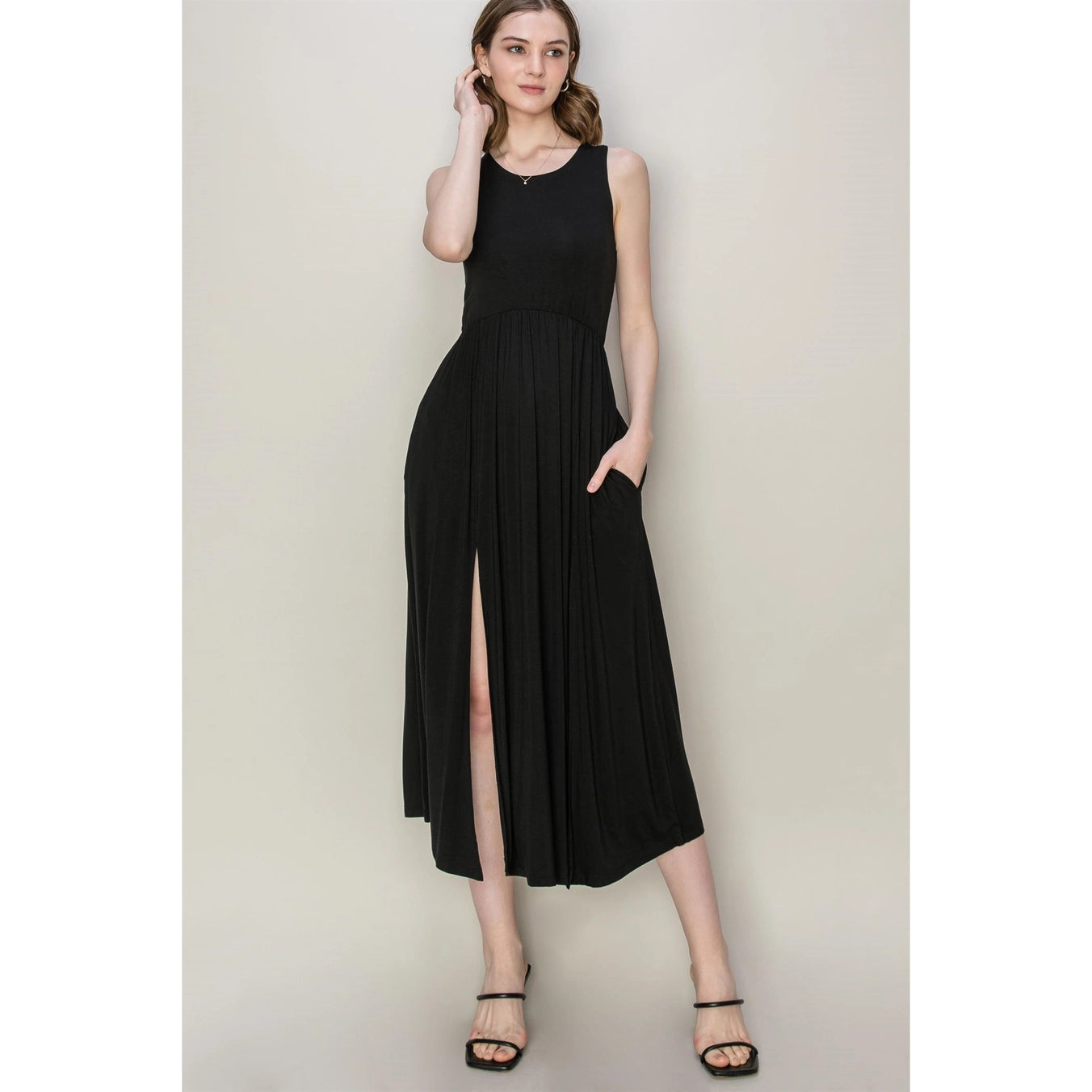 Sleeveless Jersey Midi Dress