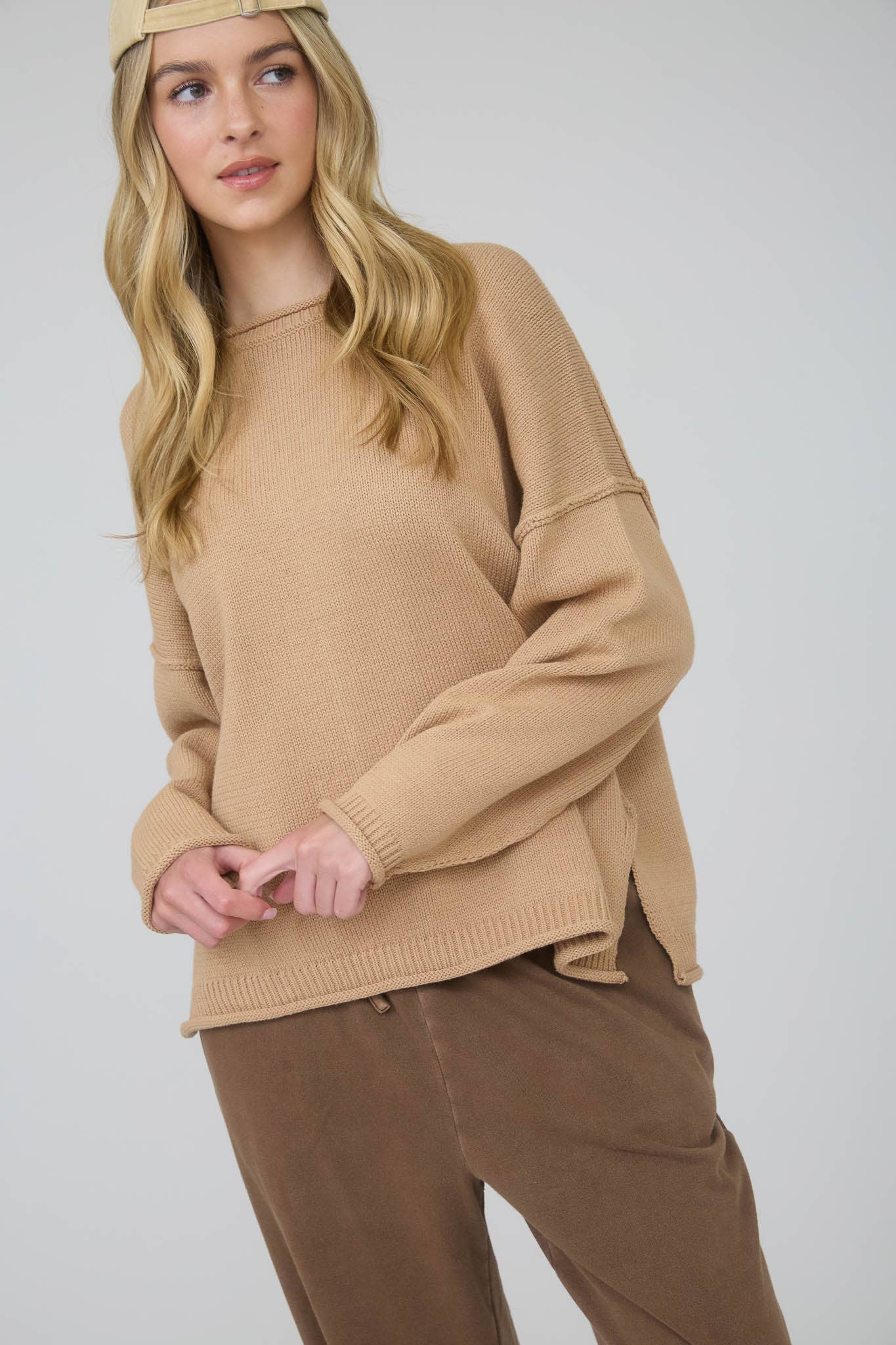 Raw Edge Drop Shoulder Sweater