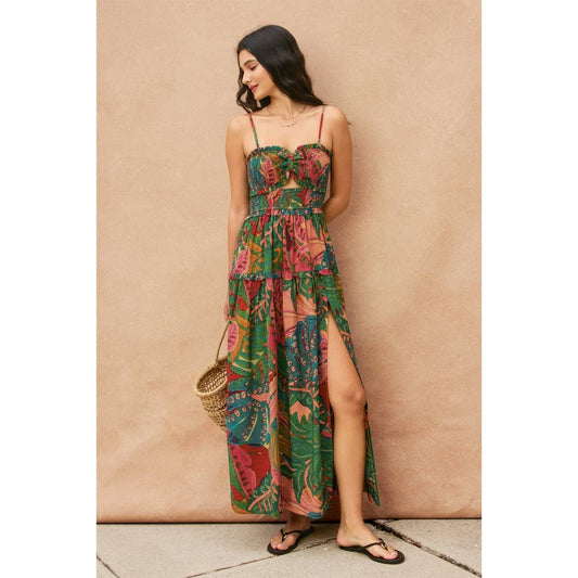 Drawing Dream Cutout Smocked Maxi Dress