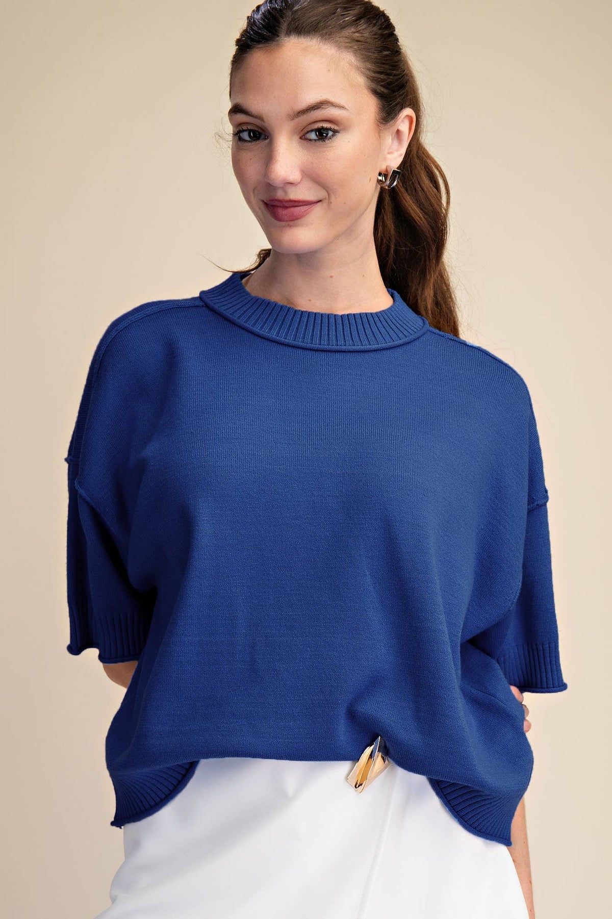 Relaxed Short Sleeve Sweater