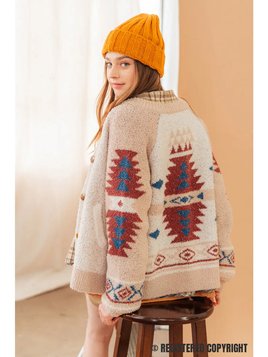 Aztec Button Down Cardigan Sweater