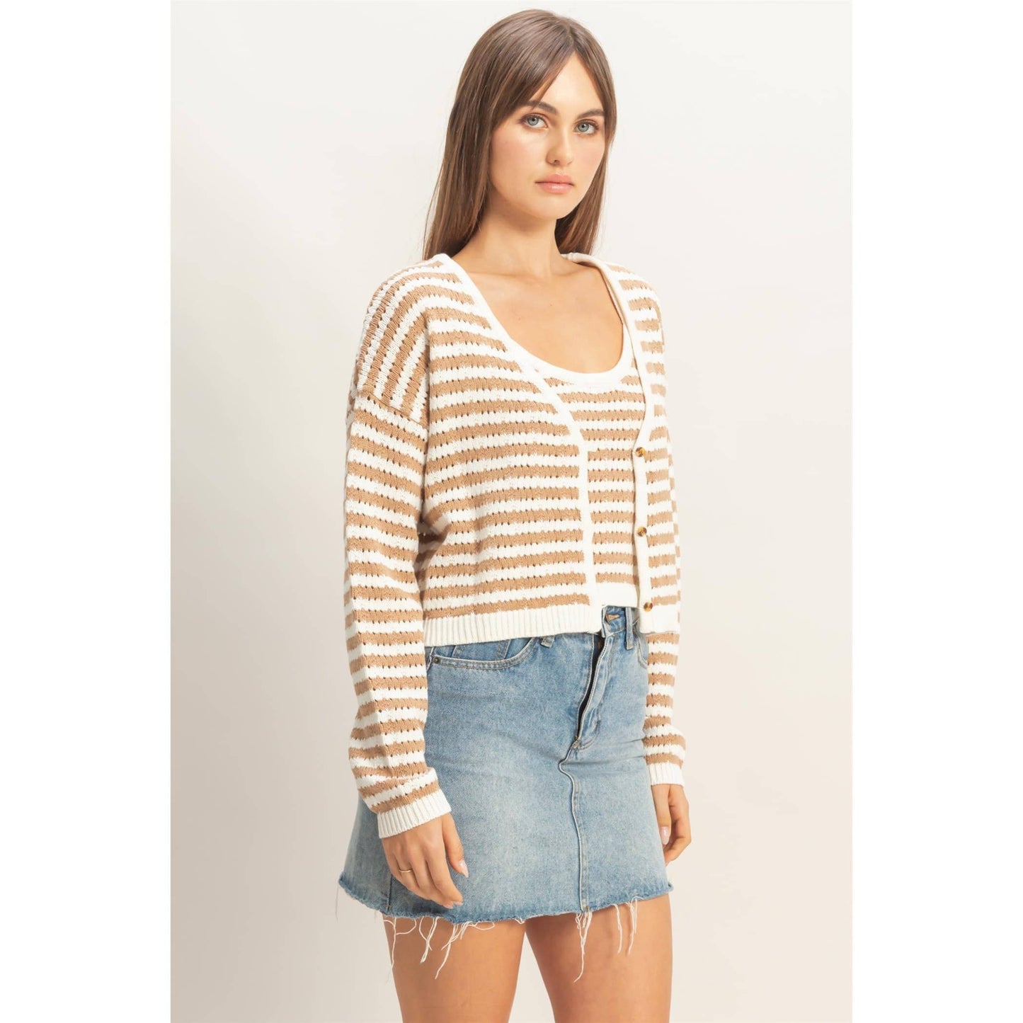 Striped V-Neck Cardigan