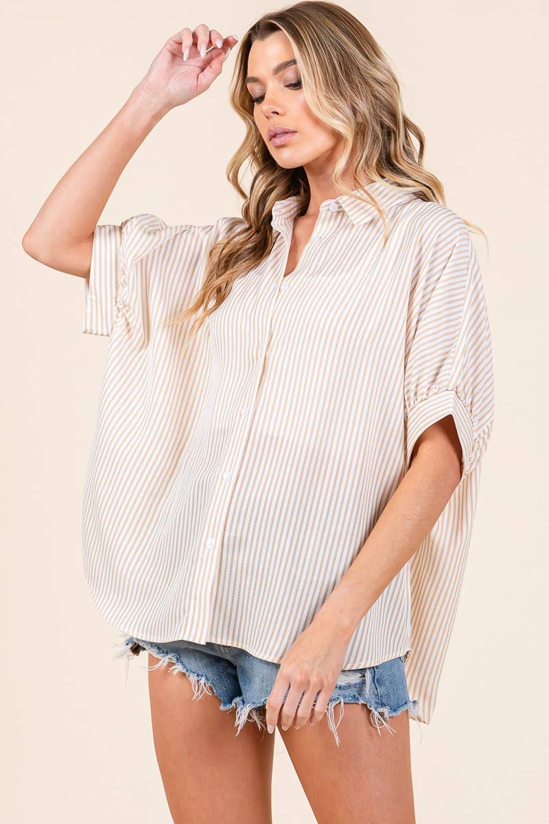 Oversized Short Sleeve Button Down Shirt