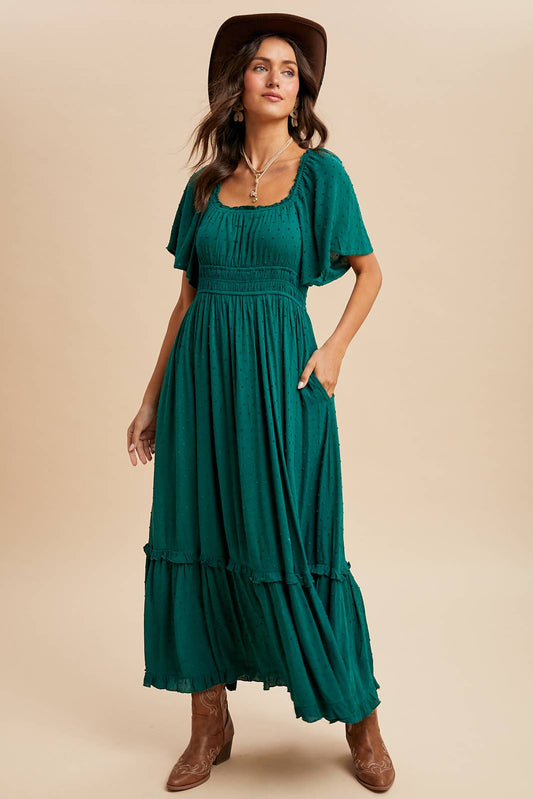 Dot Flutter Sleeve Maxi