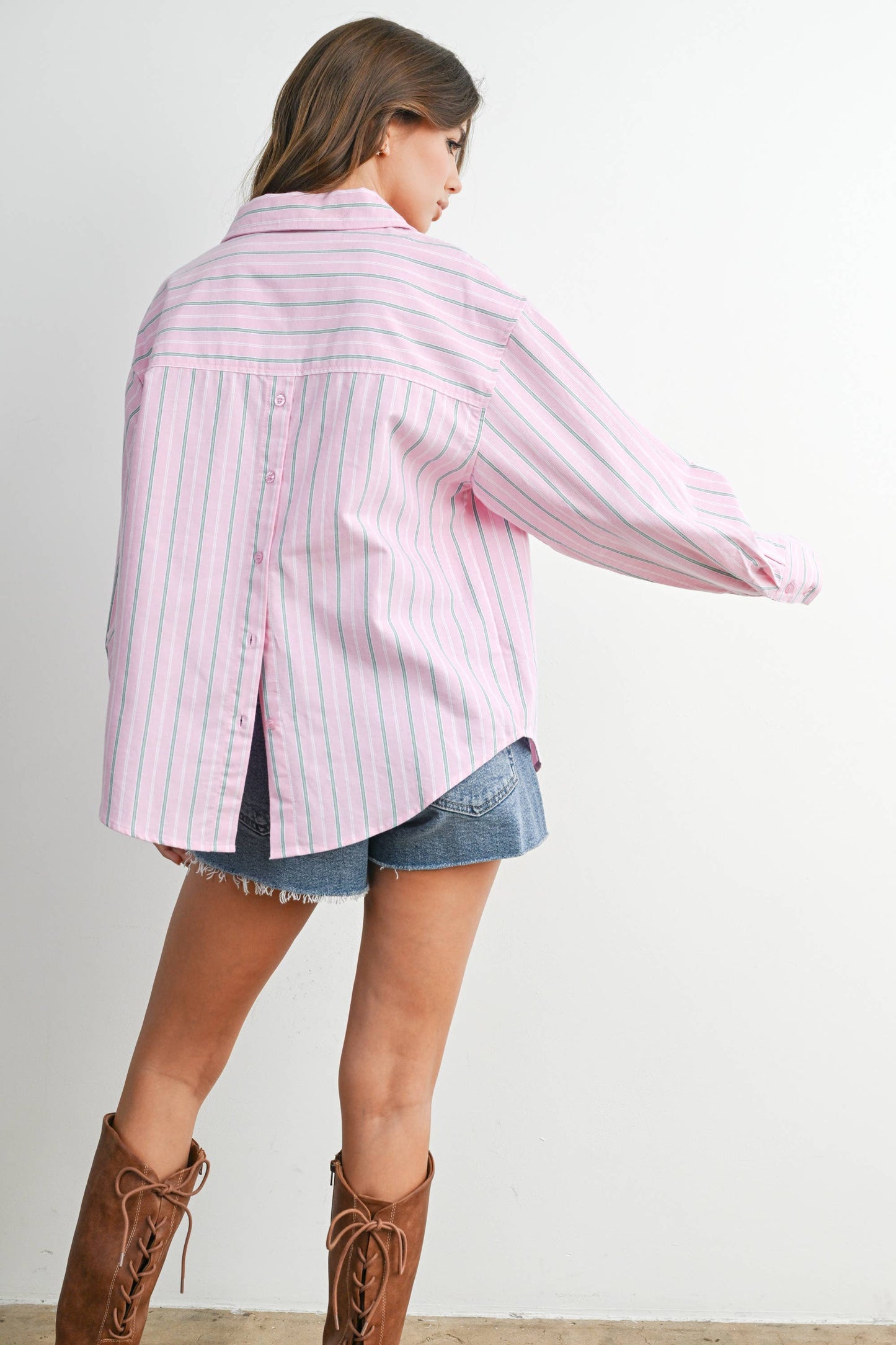 Striped Long-Sleeve Button-Up Shirt