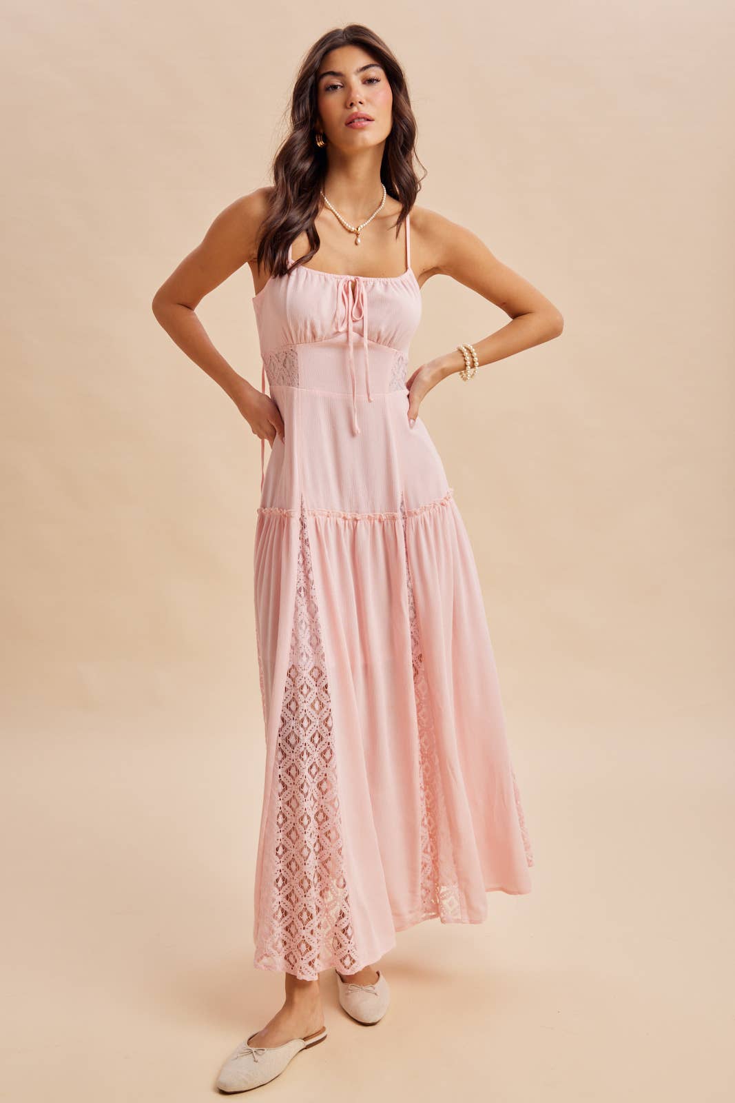 Flowy Lace Inset Maxi Dress