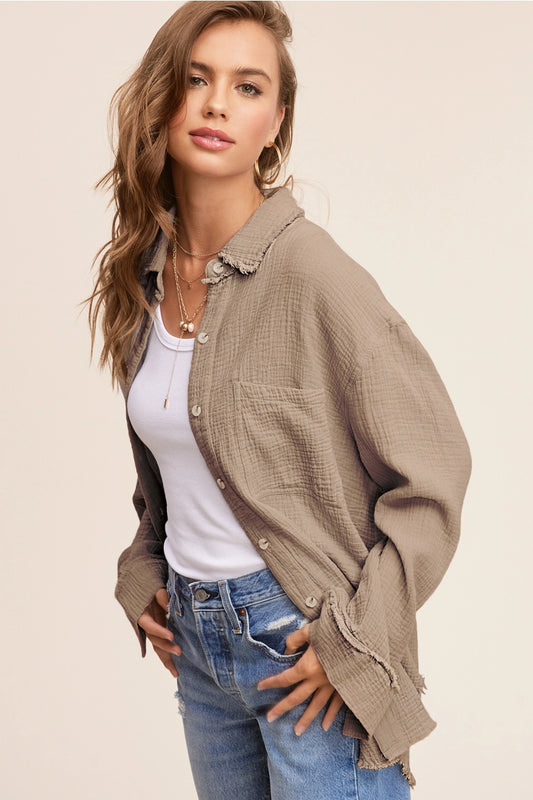 Khaki Cotton Button Down