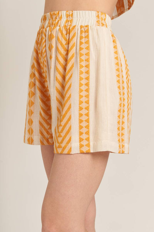 Embroidered Elastic Waistband Shorts
