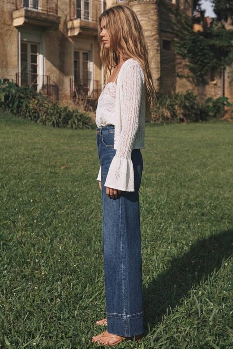 High Rise Tummy Control Slim Palazzo Jeans