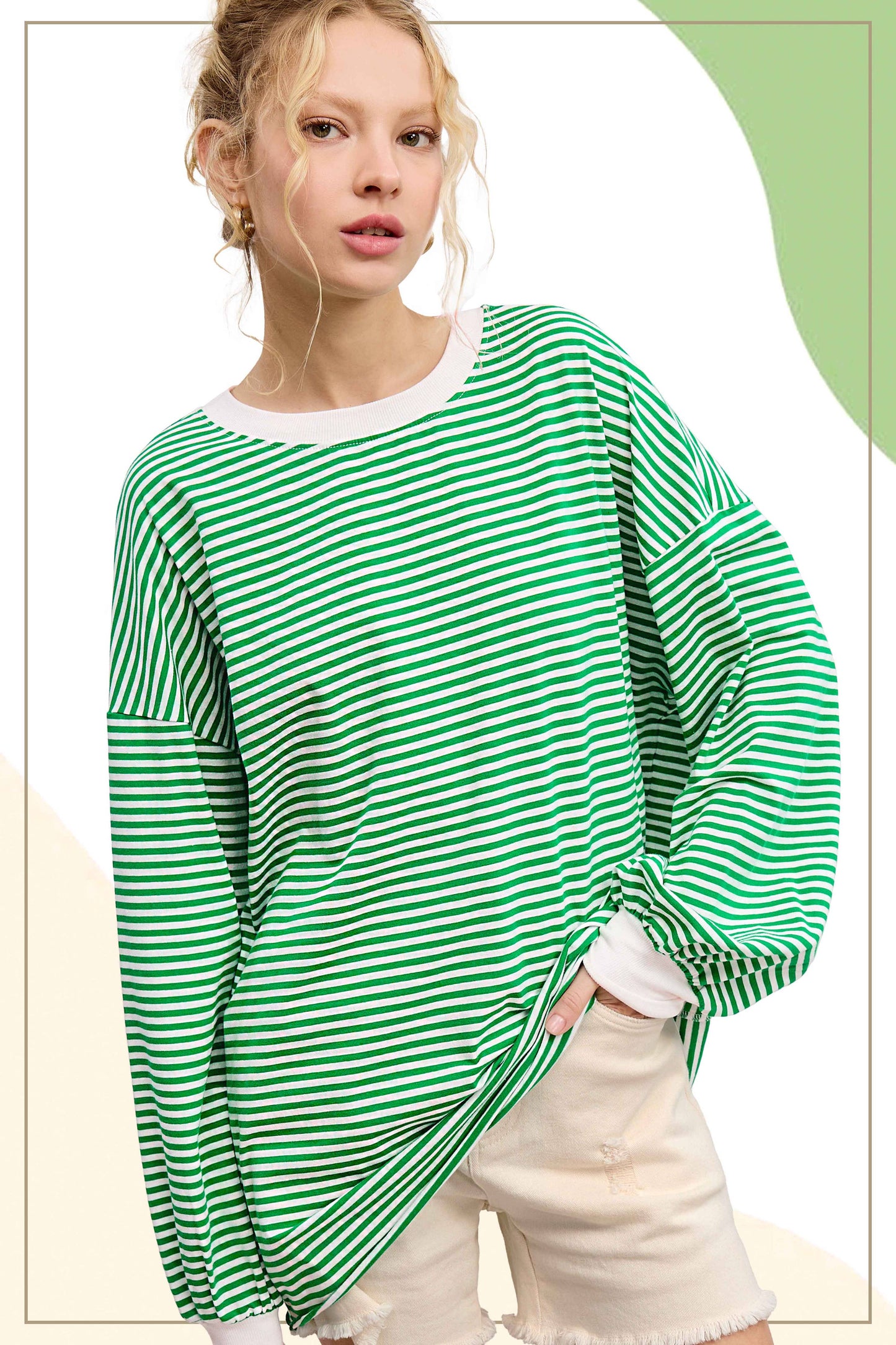 Oversized Striped Long Sleeve Pullover
